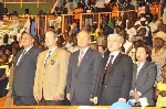 Les officiels lors de l'hymne national de la Cote d'Ivoire